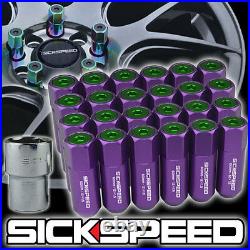 Sickspeed 24 Pc Purple/green Caps Aluminum Locking Lug Nuts Wheels 12x1.5 L18