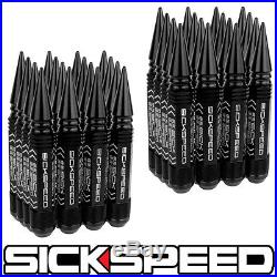 Sickspeed 32 Pc Black 5 1/2 Long Spiked Steel Extended Locking Lug Nuts 14x2