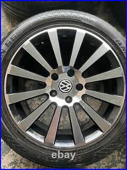 VW t5 18 alloy wheels tyres, nuts, locking nuts and spigot rings