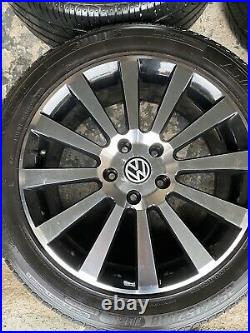 VW t5 18 alloy wheels tyres, nuts, locking nuts and spigot rings