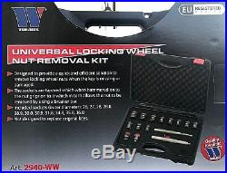 WELZH WERKZEUG UNIVERSAL LOCKING WHEEL NUT REMOVAL KIT. REMOVES THE SPINNING Nuts