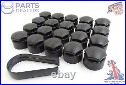 WHEEL NUT COVERS FOR PEUGEOT 108 208 308 2008 3008 17mm LOCKING CAPS MATT BLACK