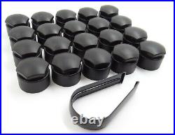 WHEEL NUT COVERS FOR PEUGEOT 108 208 308 2008 3008 17mm LOCKING CAPS MATT BLACK