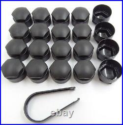 WHEEL NUT COVERS FOR PEUGEOT 108 208 308 2008 3008 17mm LOCKING CAPS MATT BLACK