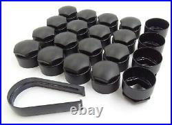WHEEL NUT COVERS FOR PEUGEOT 108 208 308 2008 3008 17mm LOCKING CAPS MATT BLACK