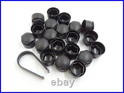 WHEEL NUT COVERS FOR PEUGEOT 108 208 308 2008 3008 17mm LOCKING CAPS MATT BLACK