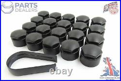 WHEEL NUT COVERS for NISSAN QASHQAI JUKE F16 LOCKING BOLT CAPS ROUND MATT BLACK