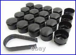 WHEEL NUT COVERS for NISSAN QASHQAI JUKE F16 LOCKING BOLT CAPS ROUND MATT BLACK