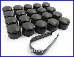 WHEEL NUT COVERS for NISSAN QASHQAI JUKE F16 LOCKING BOLT CAPS ROUND MATT BLACK