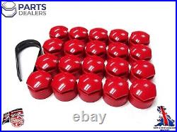 Wheel Nut Covers For Audi A1 A2 A3 A4 A5 A6 A7 Locking Bolt Caps Round Set Red