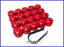 Wheel Nut Covers For Audi A1 A2 A3 A4 A5 A6 A7 Locking Bolt Caps Round Set Red