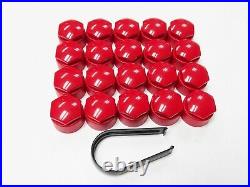 Wheel Nut Covers For Audi A1 A2 A3 A4 A5 A6 A7 Locking Bolt Caps Round Set Red