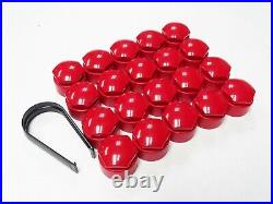 Wheel Nut Covers For Audi A1 A2 A3 A4 A5 A6 A7 Locking Bolt Caps Round Set Red