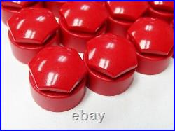 Wheel Nut Covers For Audi A1 A2 A3 A4 A5 A6 A7 Locking Bolt Caps Round Set Red