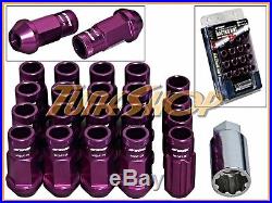 Work Racing Rs-r Extended Forged Aluminum Lock Lug Nuts 12 X 1.25 Purple Open S