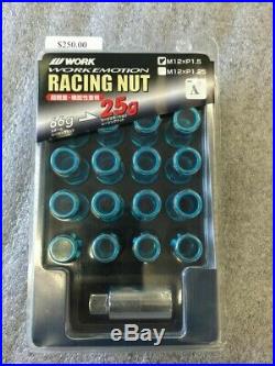 Work Racing Rs-r Extended Forged Aluminum Lock Lug Nuts 12x1.5 1.5 Blue Open End