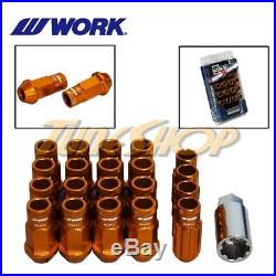 Work Racing Rs-r Extended Forged Aluminum Lock Lug Nuts 12x1.5 1.5 Orange Open M
