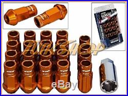 Work Racing Rs-r Extended Forged Aluminum Lock Lug Nuts 12x1.5 1.5 Orange Open U