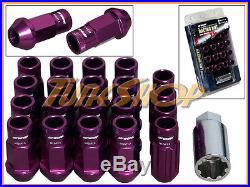 Work Racing Rs-r Extended Forged Aluminum Lock Lug Nuts 12x1.5 1.5 Purple Open H