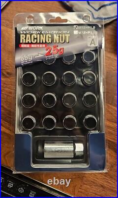 Work Wheels M12x1.5 Wheel Nuts And Locking Nuts Set Open End Black