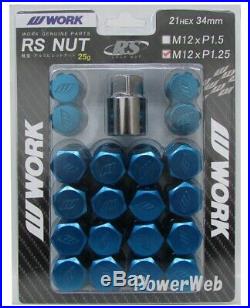 Work Wheels RS nuts 21HEX M12 x P1.25 34mm 25g Blue Lock Nut for 5H from Japan