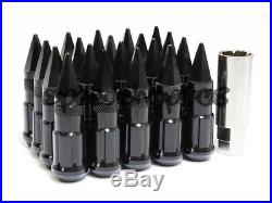 Z Racing Black Spike Lug Nuts 20 Pcs 12x1.25mm Steel Extended Tuner Key